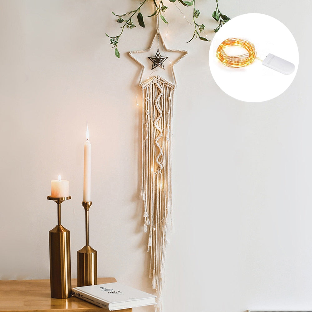 Star Moon Macrame Dream Catcher Room Decoration