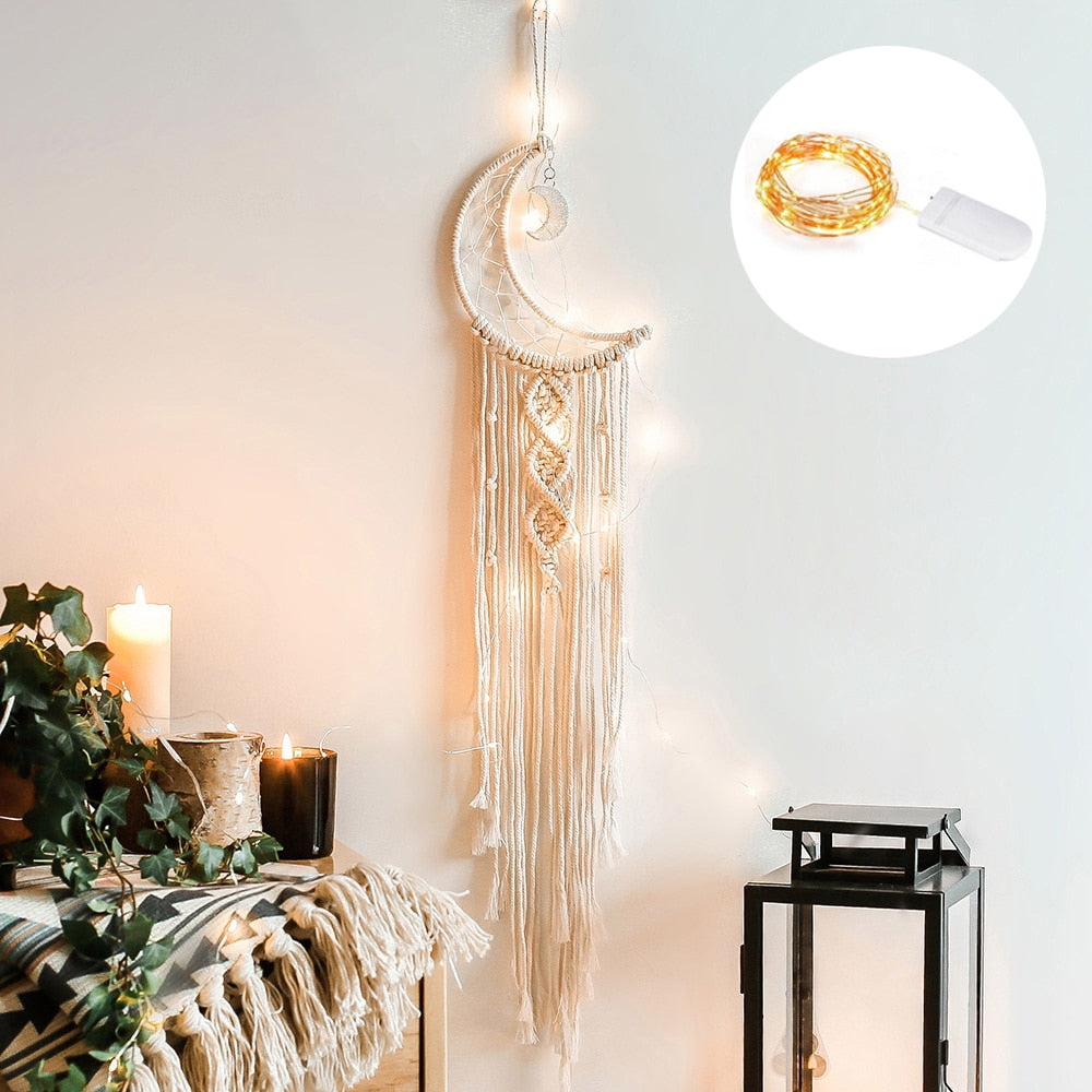 Star Moon Macrame Dream Catcher Room Decoration