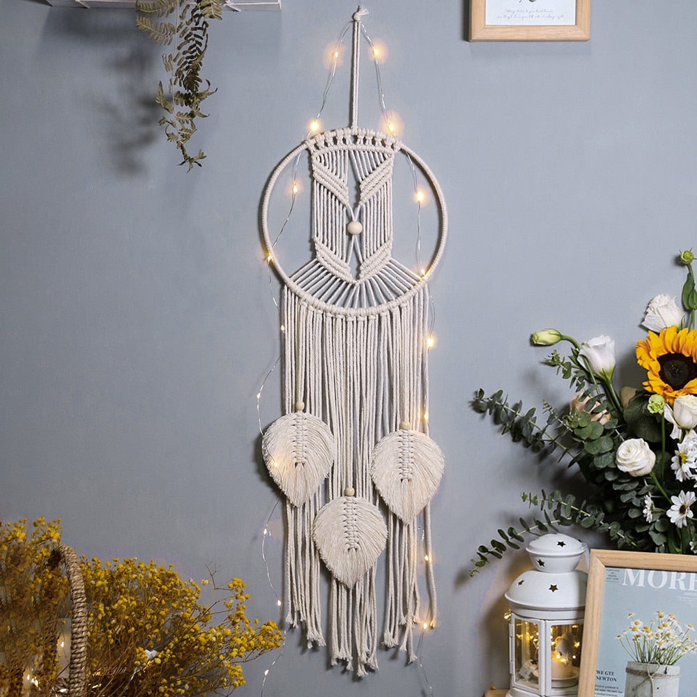 Star Moon Macrame Dream Catcher Room Decoration