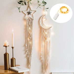 Star Moon Macrame Dream Catcher Room Decoration