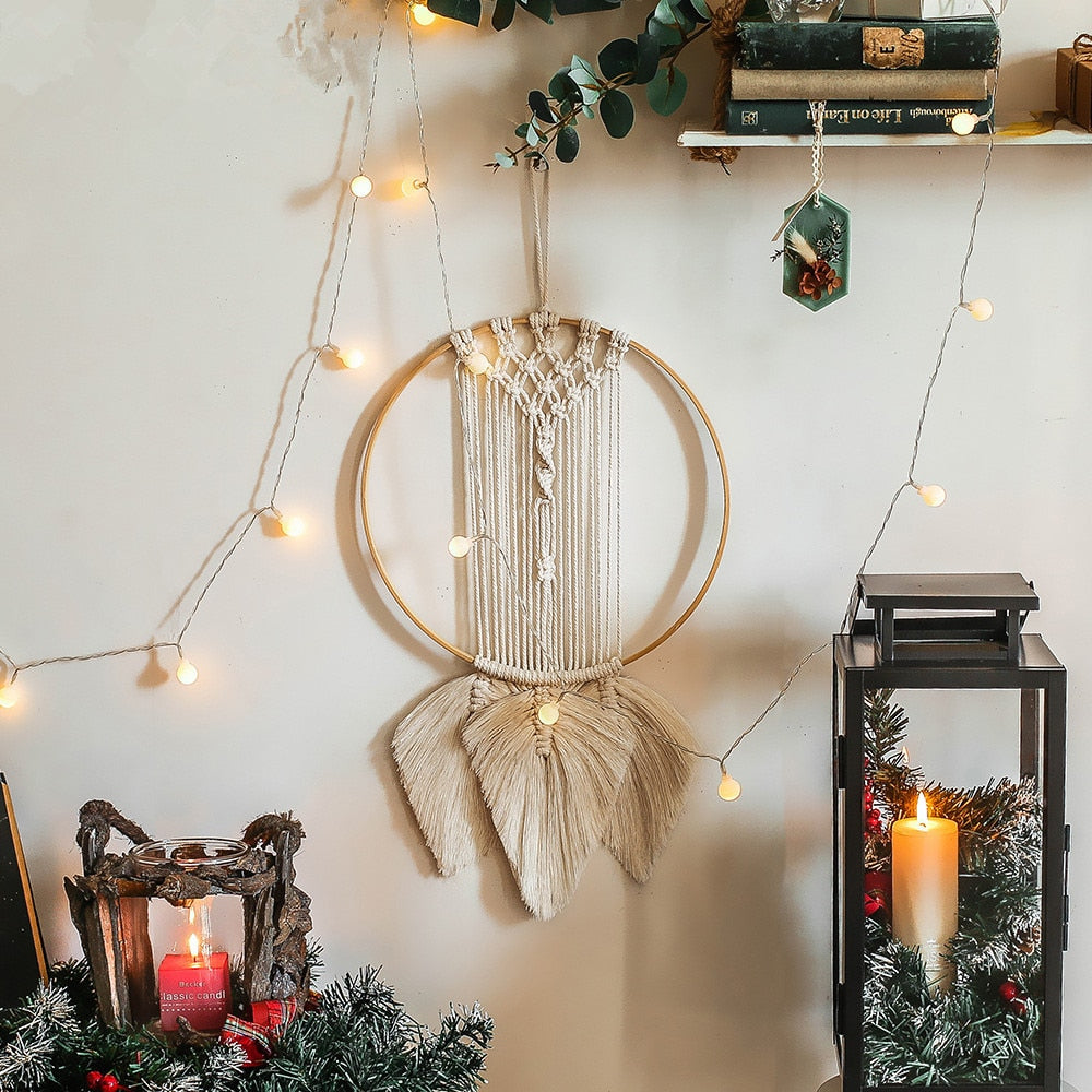 Star Moon Macrame Dream Catcher Room Decoration