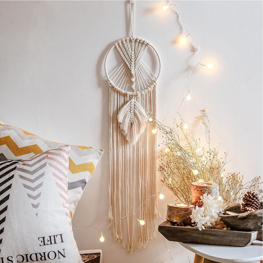 Star Moon Macrame Dream Catcher Room Decoration