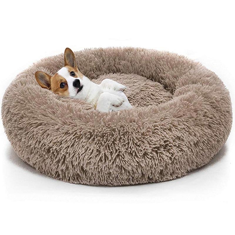 Calming Comfy Faux Fur Round Dog Bed