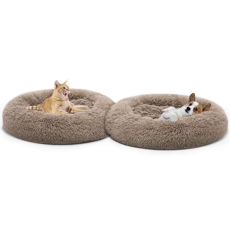 Calming Comfy Faux Fur Round Dog Bed